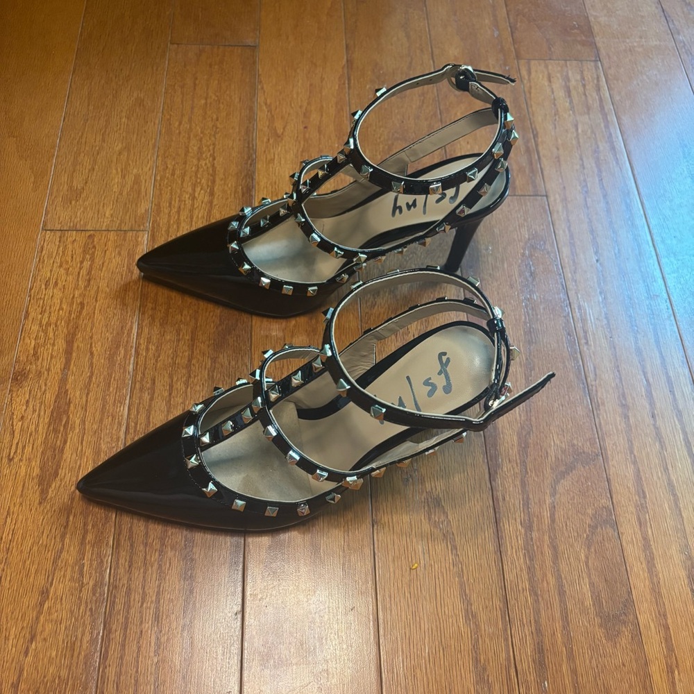 NIB $218 fs / ny Elodie black patent leather pump with studs size 7.5 - Picture 5 of 8
